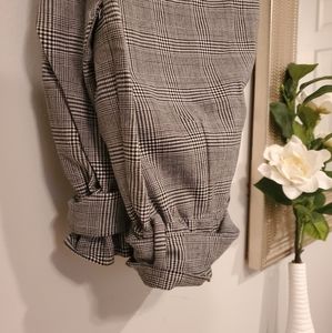 H&M Belted Paperbag Plaid Straight Pants